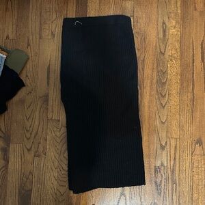 Black Ribbed Knit Midi Skirt